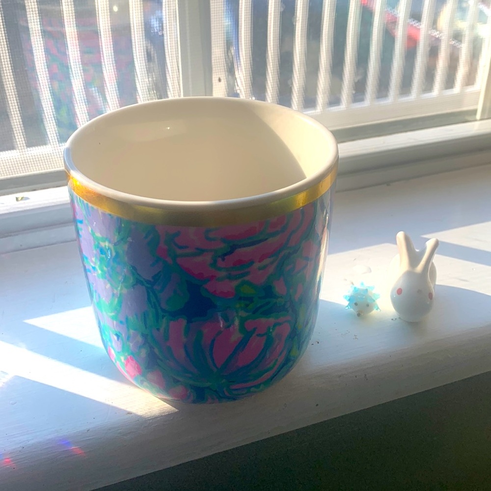 Lilly Pulitzer Full Bloom Mini Planter + Water bootle (used)